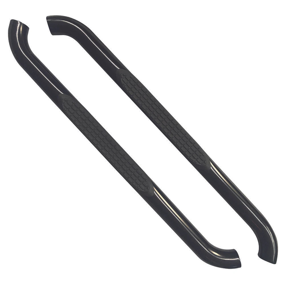 Black Textured 3in Round Bent w/1 Pad Step Nerf Bar for 2007-2018 Jeep Wrangler