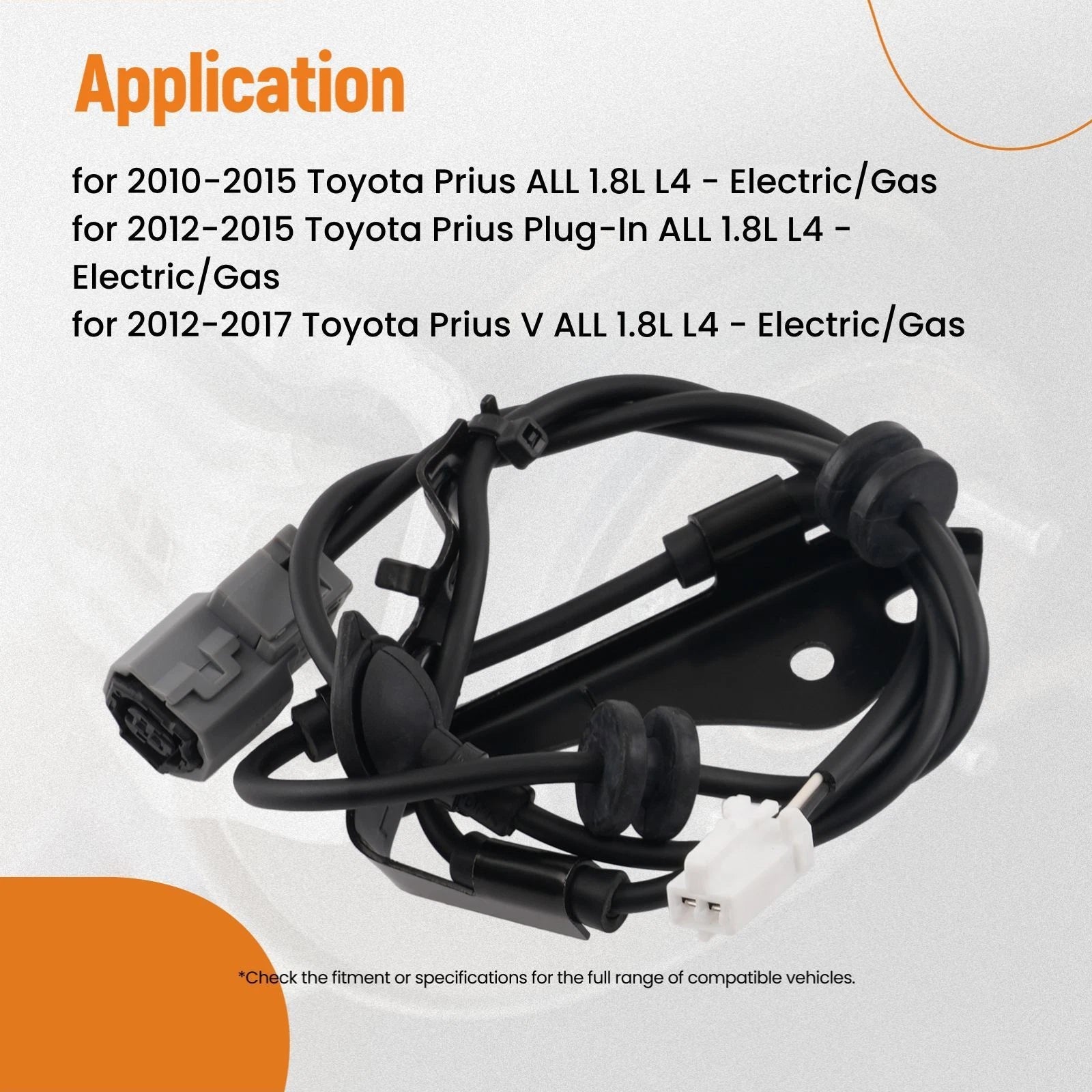 2X ABS Speed Sensor for Toyota Prius Plug-In (2012–2015) Rear 89516-47070