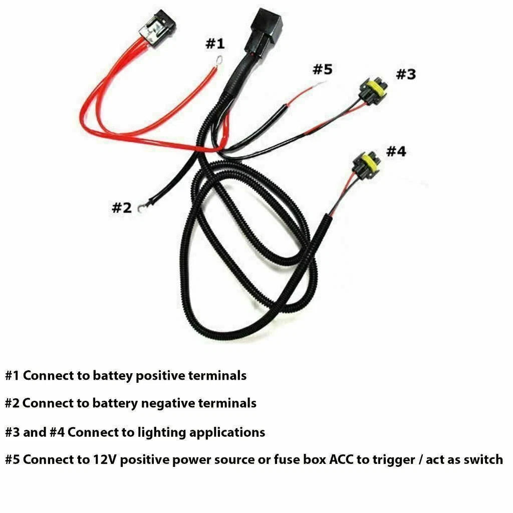 H11 880 Relay Wiring Harness for HID Conversion Kit Add-On Fog Light DRL (-)