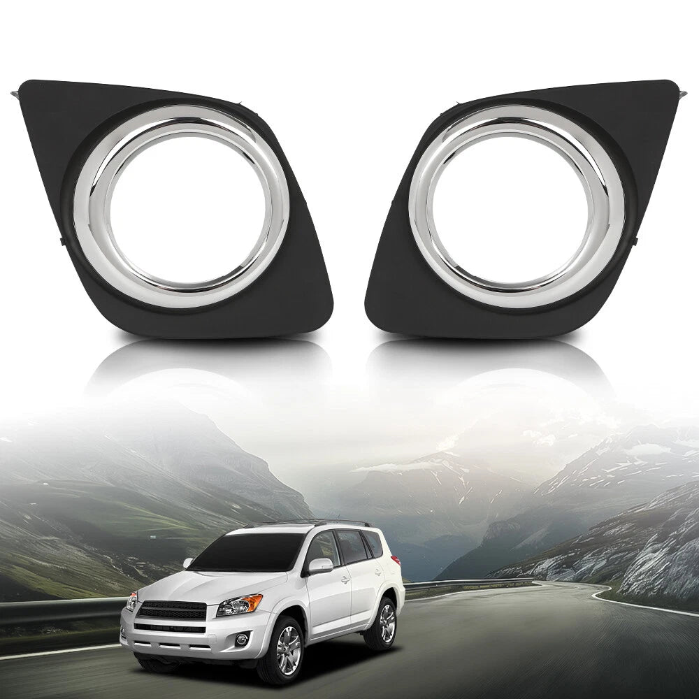 Set of 2 Front Bumper Fog Light Bezels for Toyota RAV4 (2009–2012)