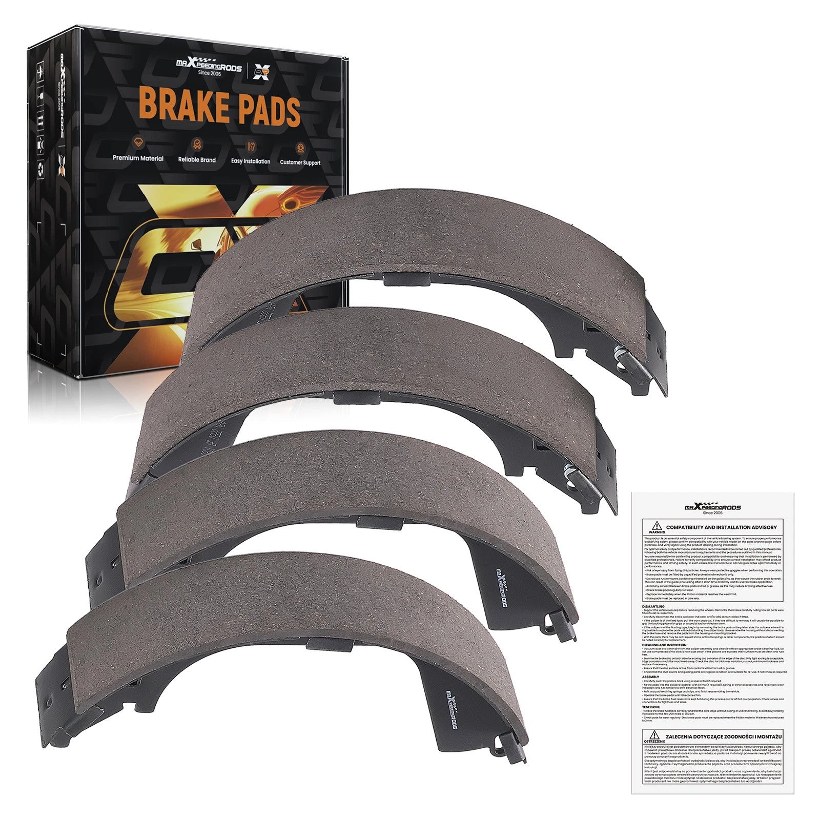 4pcs Rear Brake Shoes Set for GMC Sierra/Chevrolet Silverado 1500 (2008–2013)