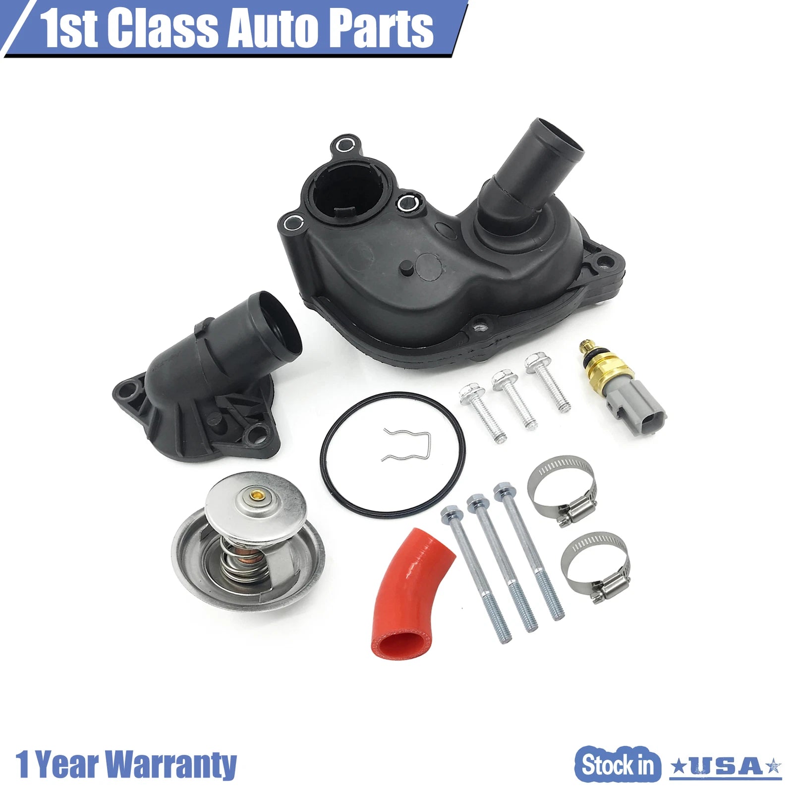Thermostat Assembly with Bypass Hose Clamp Kit for Ford Explorer (2001–2011)