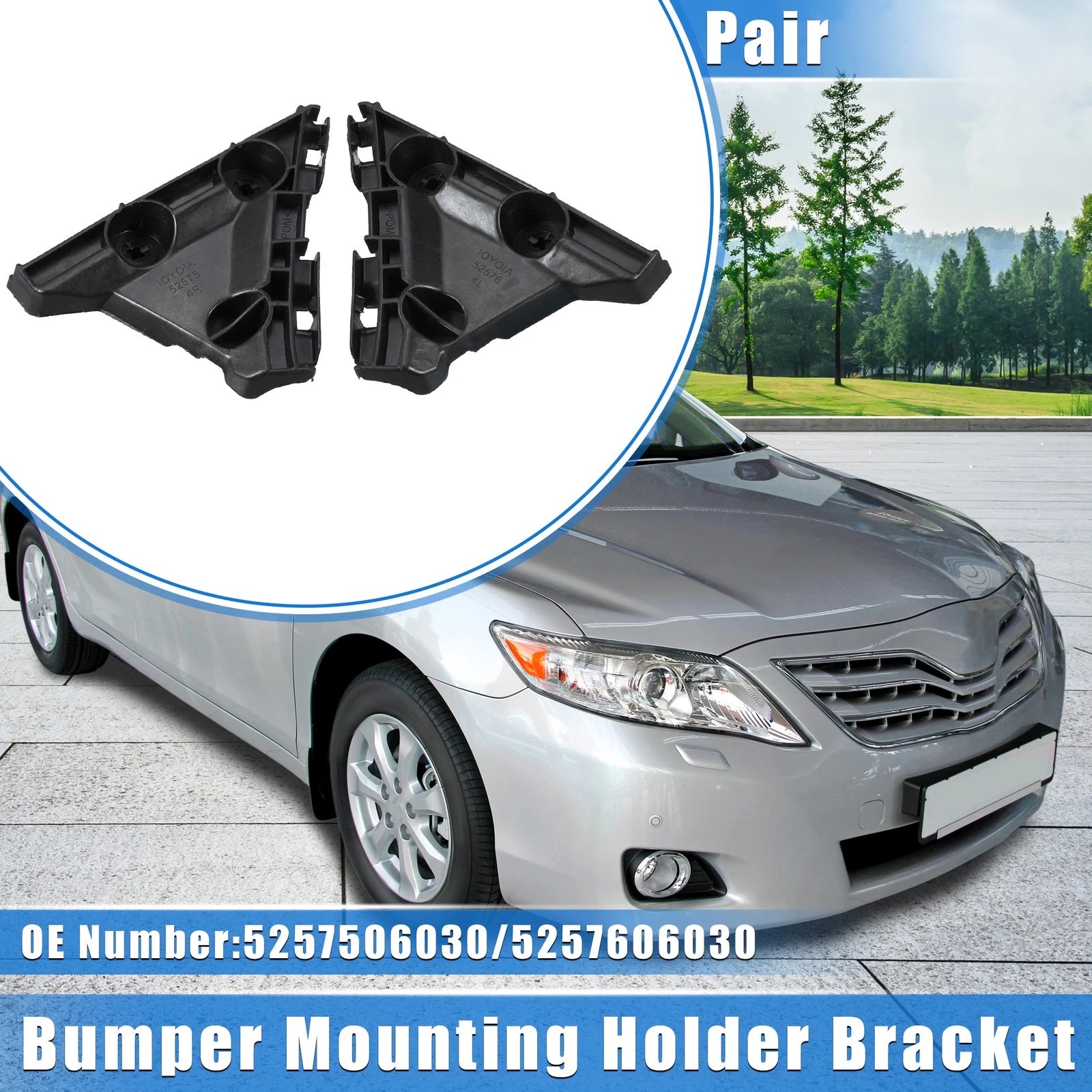 2X Bumper Mounting Support Bracket for Toyota Camry (2007–2011) Black