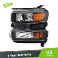 Headlight for Chevy Silverado 1500 (2019–2022) Left Black Halogen Clear