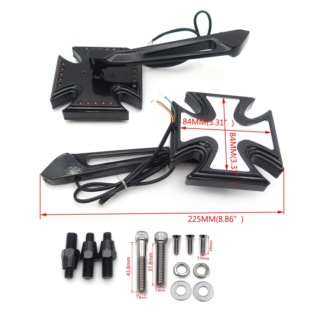 4X LED Turn Signal Integrated Mirror for Harley Electra Sportster