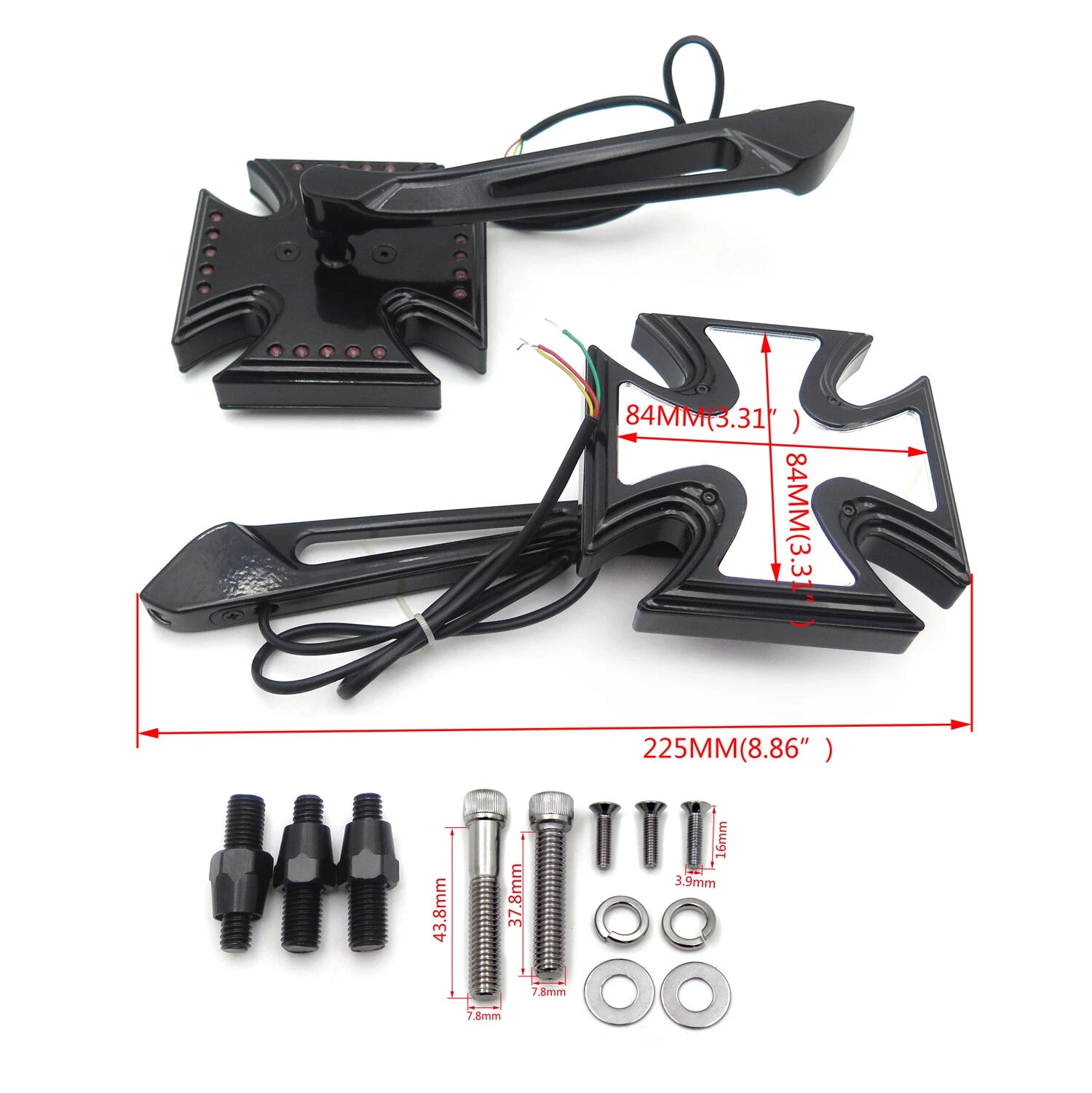 4X LED Turn Signal Integrated Mirror for Harley Electra Sportster