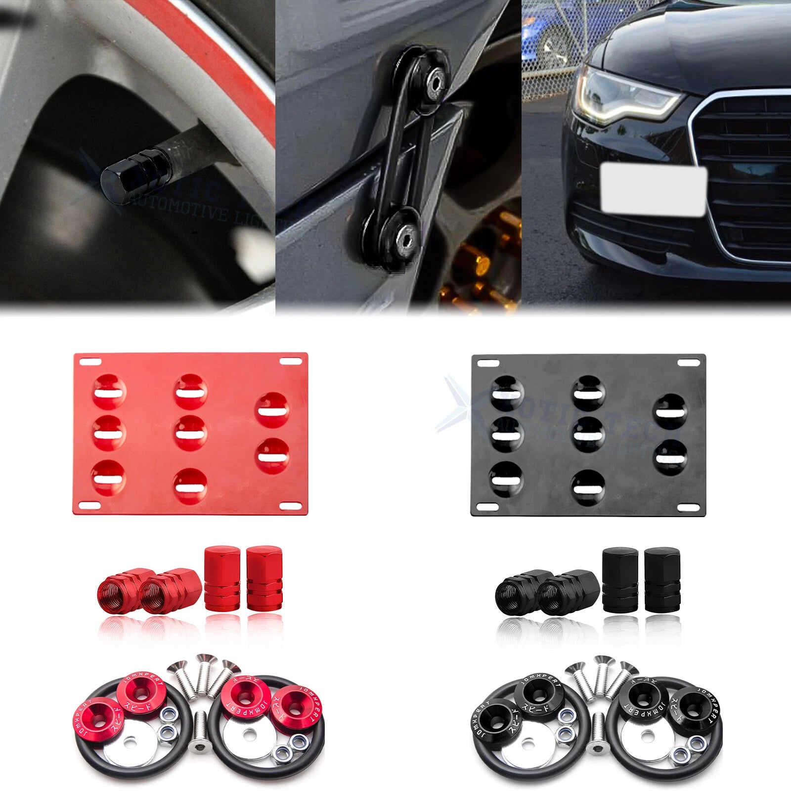 Tow Hook License Plate + Air Valve + Release Fastener for Audi A4 A5 S5 A7 (2011–2024)