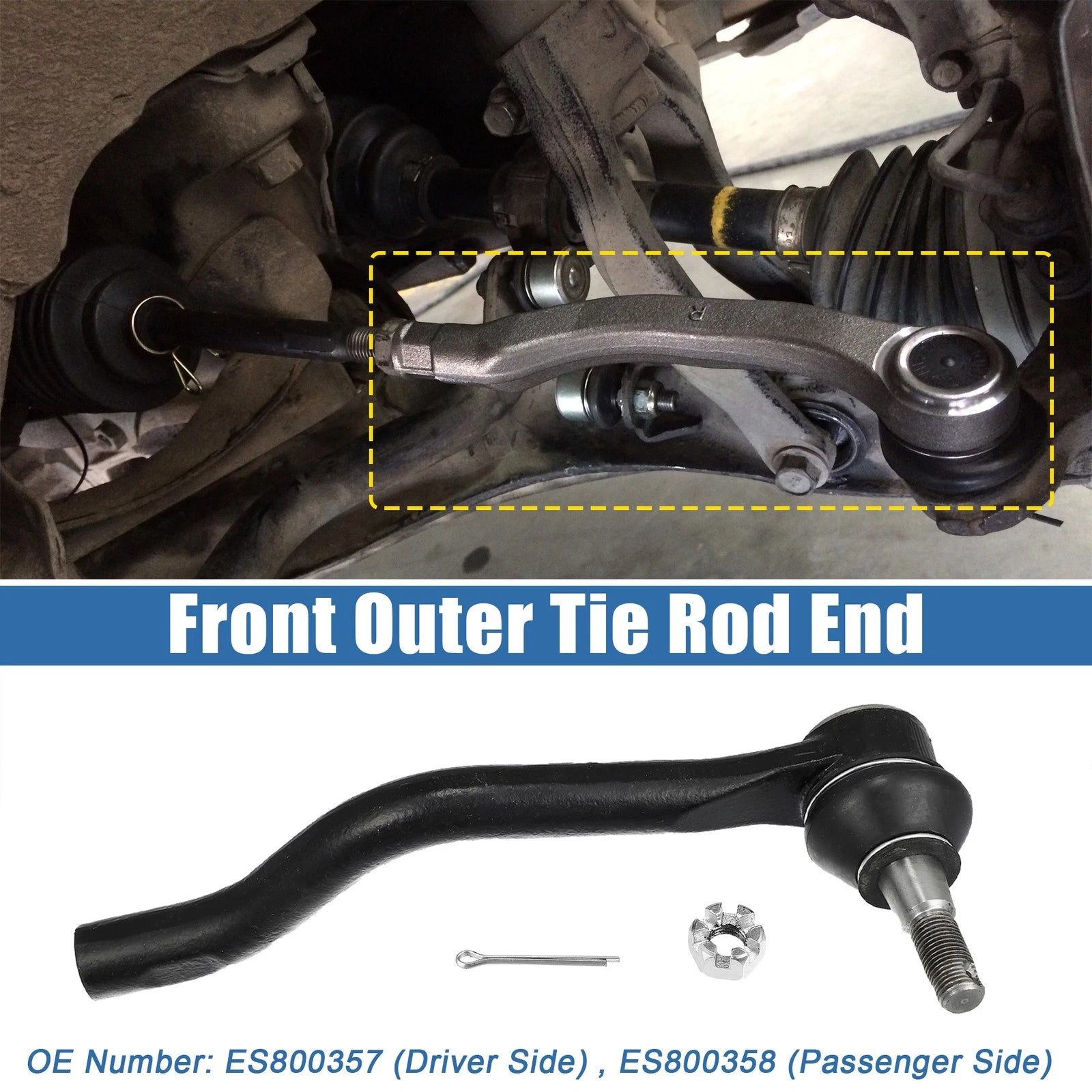 2X Front Outer Tie Rod End Links ES800357 ES800358 for Nissan Altima Maxima (1993–2001)