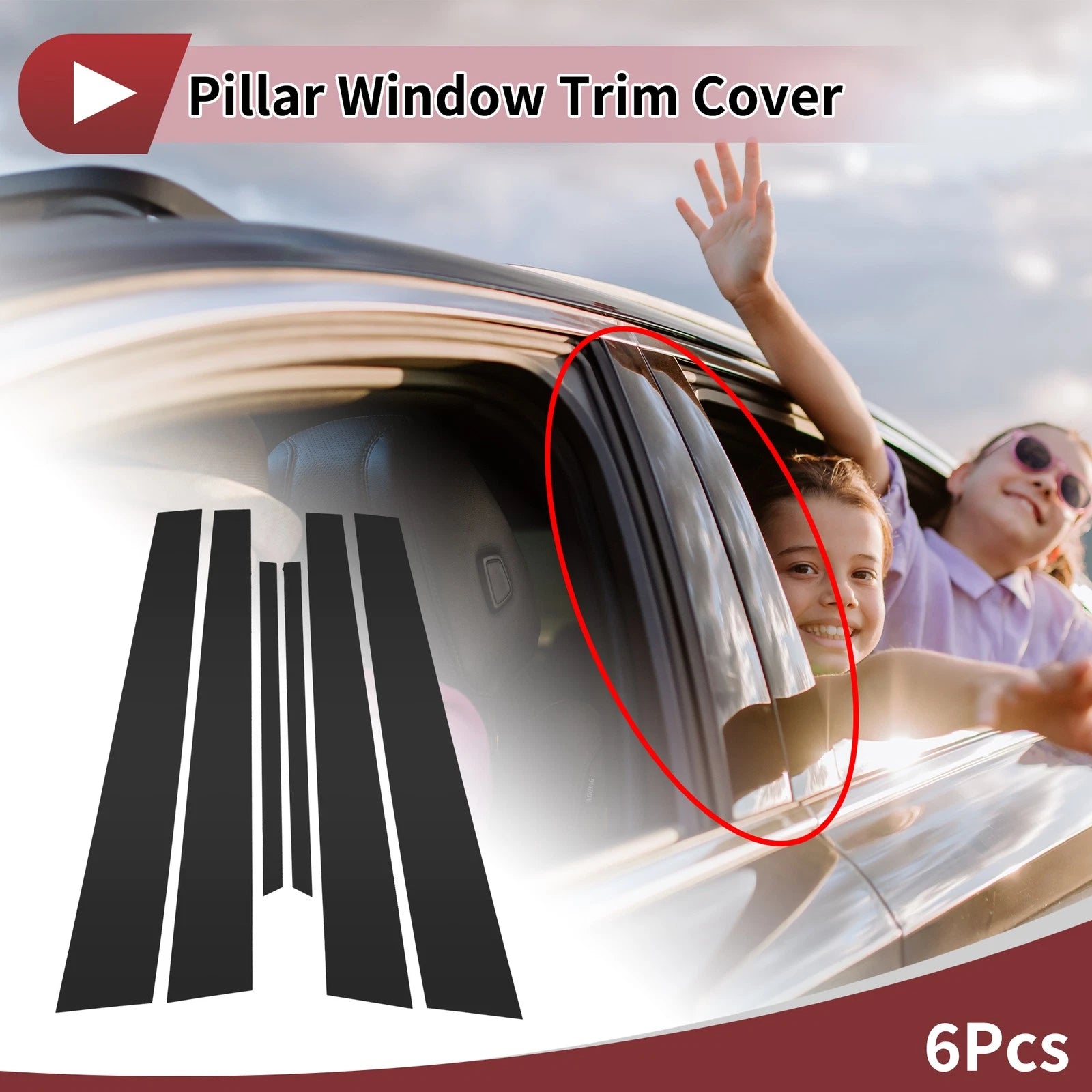 Set of 4 Door Pillar Window Trim for Mitsubishi Lancer (2002–2007) Black