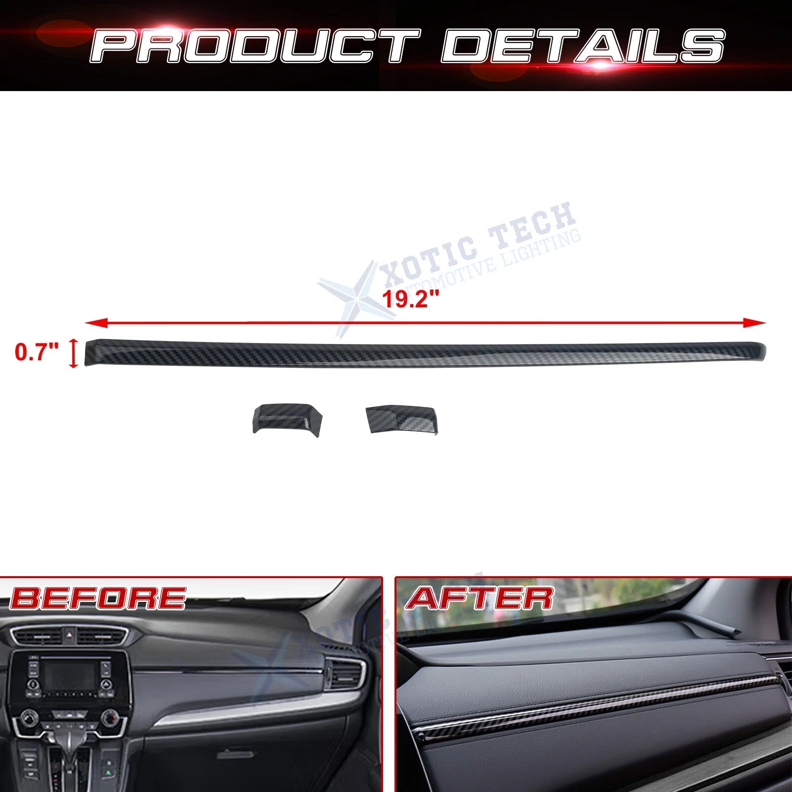 Carbon Fiber Style Central Dash Panel Upper Stripe for Honda CR-V (2017-2022)