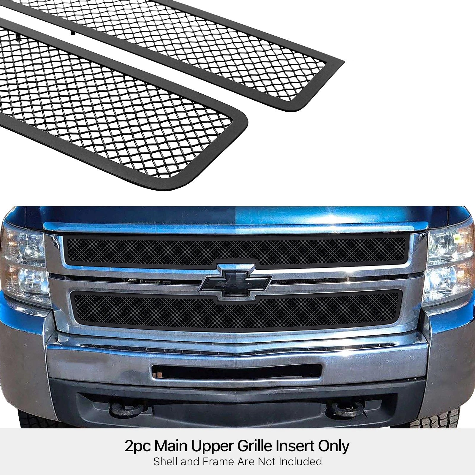 Stainless Black Mesh Grille Insert for Chevy Silverado 2500/3500 (2007-2010)