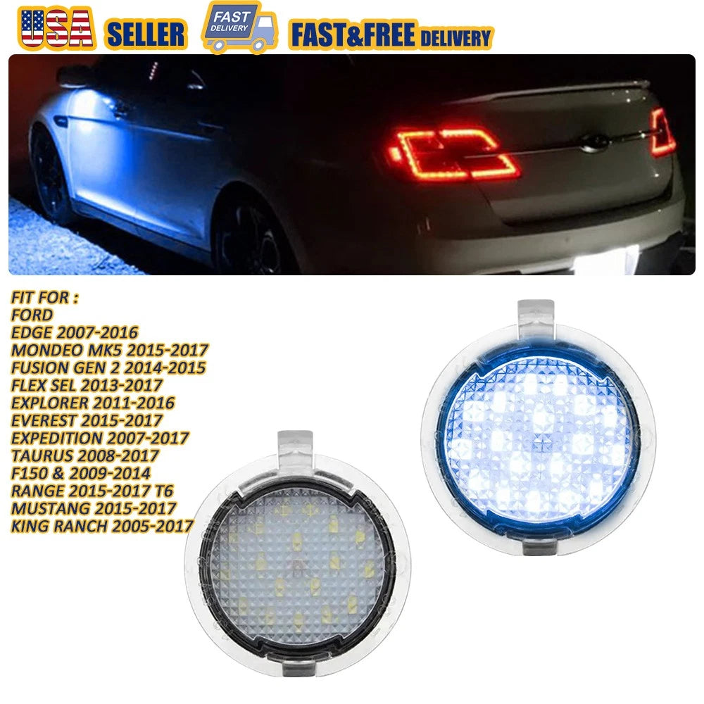 Ice Blue LED Side Mirror Puddle Lights for Ford F150, Explorer, Expedition, Taurus (2015–2023)