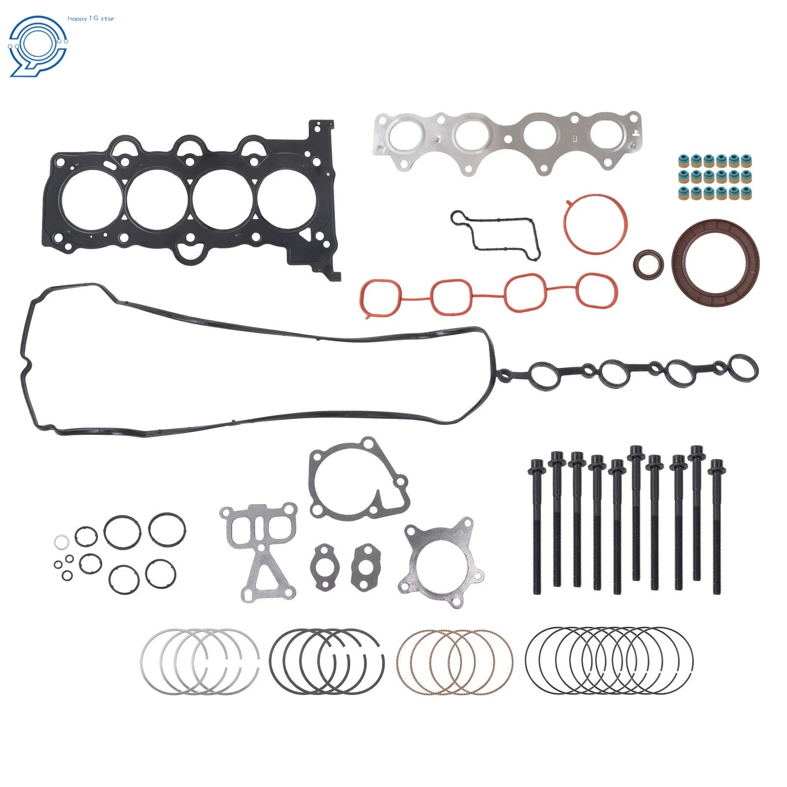 Set of Head Gasket Bolts & Piston Rings for Hyundai Accent Veloster Tucson (2011–2019)