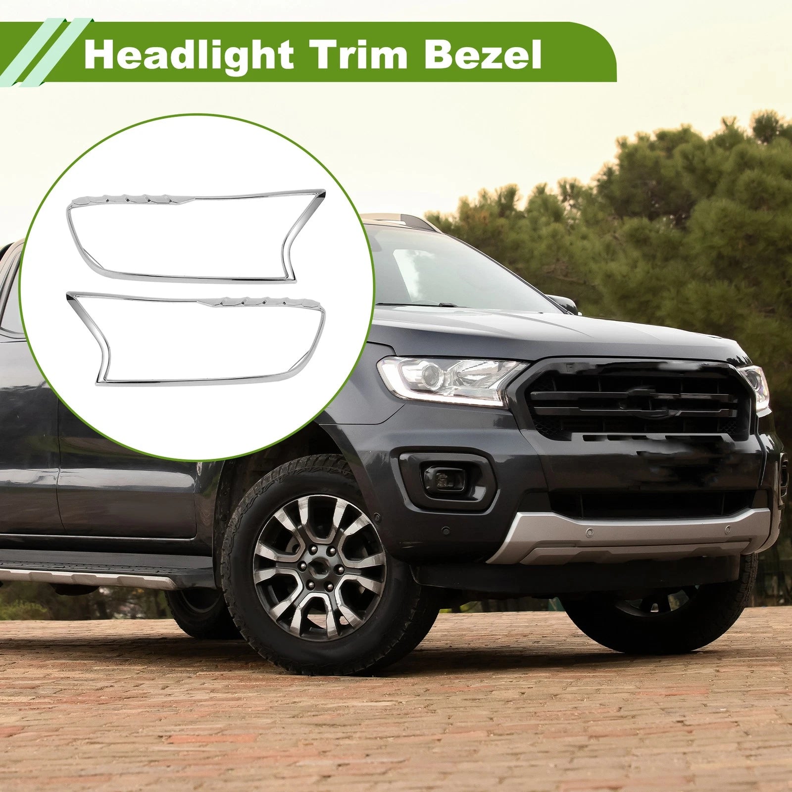 Pair Headlight Trim Bezel for Ford Ranger (2015–2021)