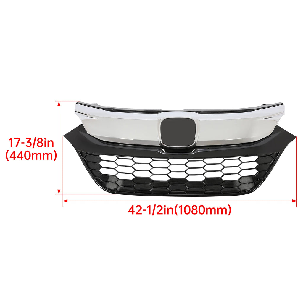 Front Bumper Upper Grille for Honda HR-V HRV (2019–2022) Black + Chrome