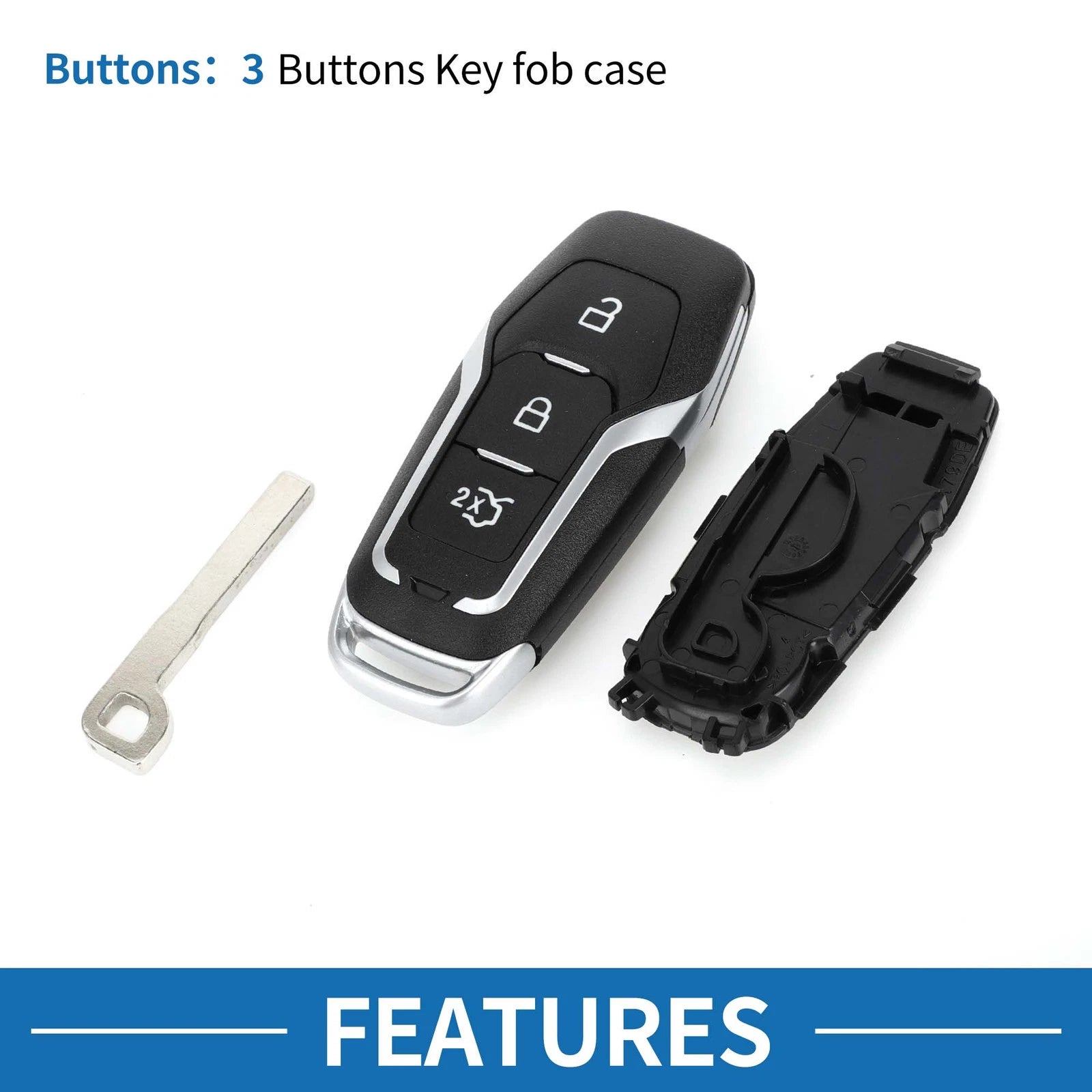 3X Keyless Entry Remote Fob Key Shell Case for Ford Mondeo (2014–2018)
