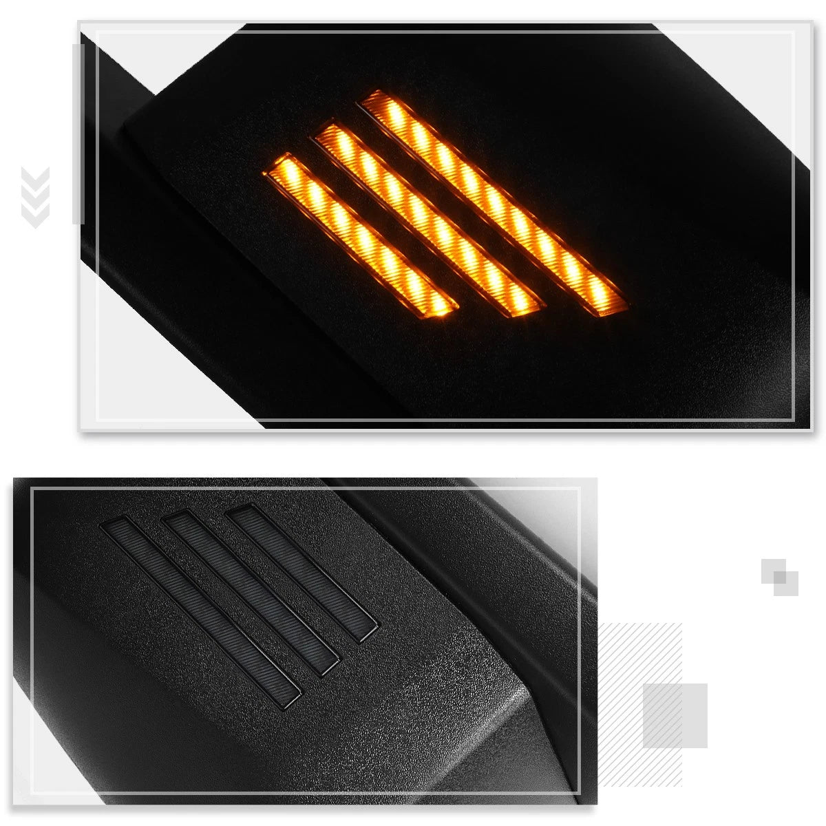 Amber Sequential LED Signal Side Hood Mirrors for Volvo VN Series (2004–2017)