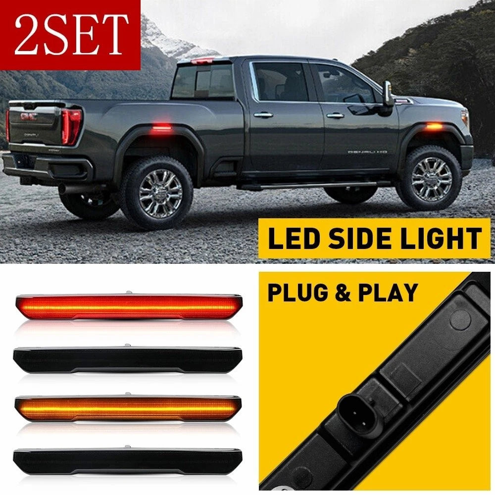 Set of 2 Smoke LED Fender Side Marker Lights for GMC Sierra 2500HD 3500HD (2020–2023)