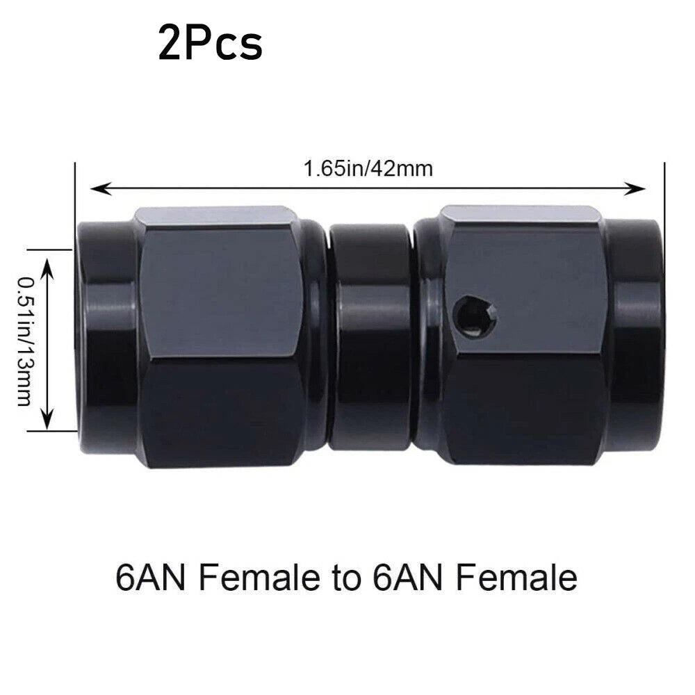 2Pcs Straight Female to Female Swivel Coupler 6AN 8AN 10AN Fitting