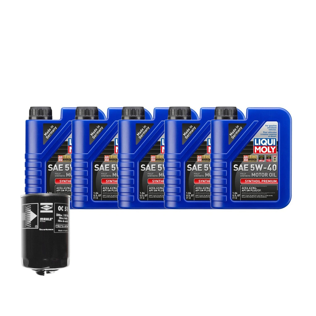 5L Liqui Moly Synthoil Premium SAE 5W-40 Oil Change Kit for Audi L4 1.8L (1996–2005)