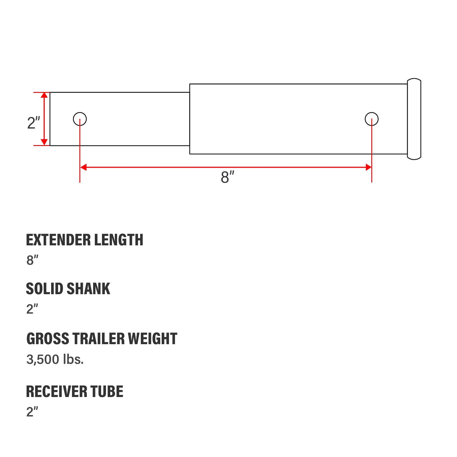 Trailer Hitch Receiver Extension for Make Model