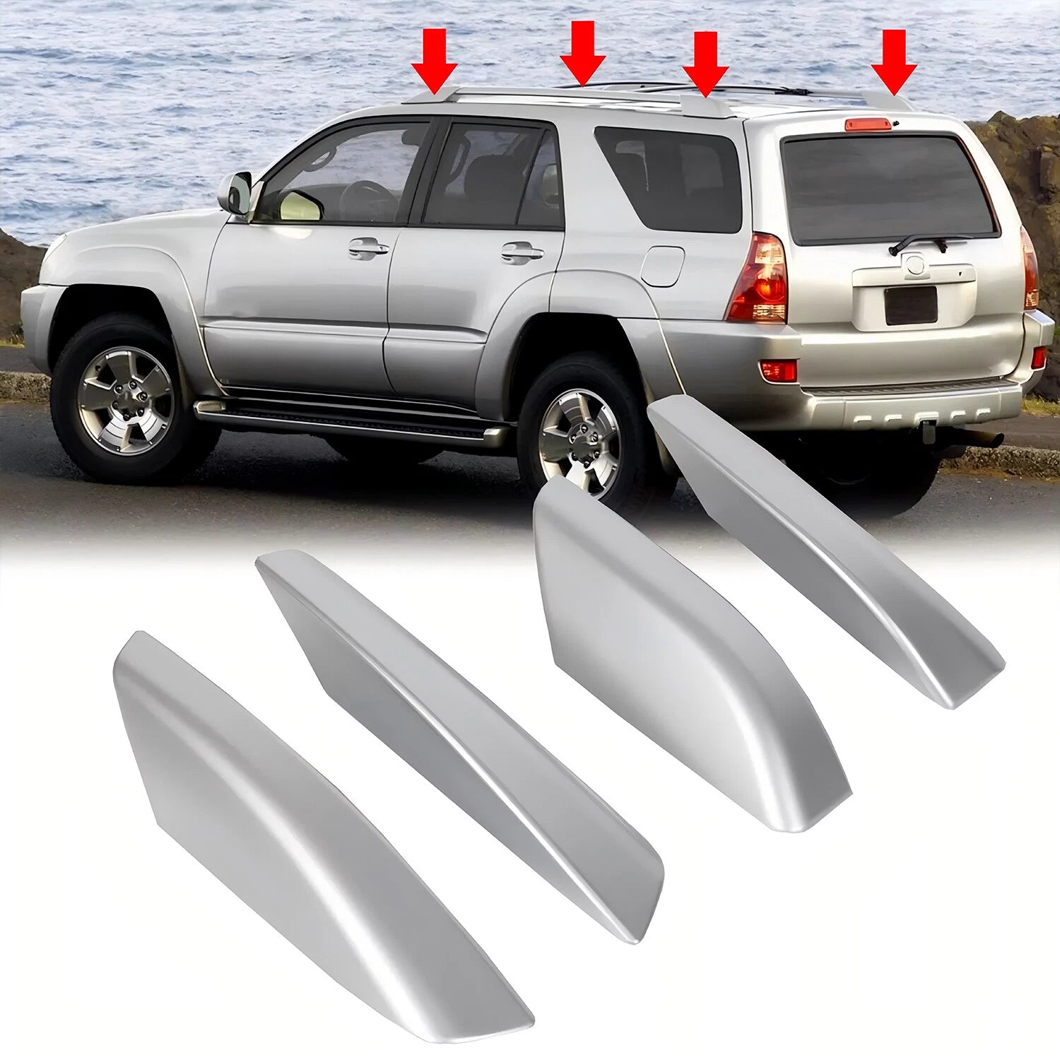 Set of 4 Roof Rail End Cover Caps for Toyota 4Runner (2003–2009)