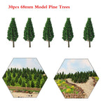 30pc Pine Trees for HO OO Scale Train Railroad Landscape (68mm)