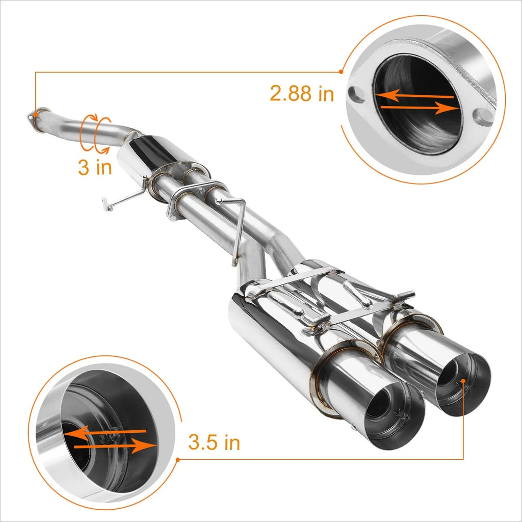 Dual 3.5" Tip Catback Exhaust Muffler for Nissan 240SX (1989–1994)