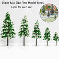 15Pcs Pine Model Trees for Train Railway Diorama Winter Scenery