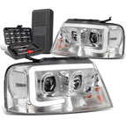 LED DRL Bar Chrome Projector Headlights for Ford F-150 (2004–2008)
