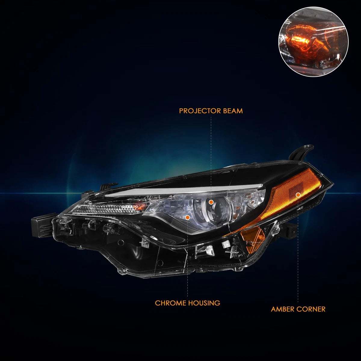 LED Projector Headlight Lamp for Toyota Corolla Sedan (2017–2019)