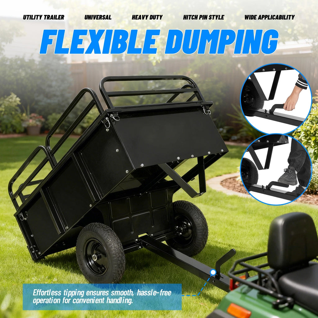 Heavy Duty Dump Cart for UTV ATV (750lb Capacity)