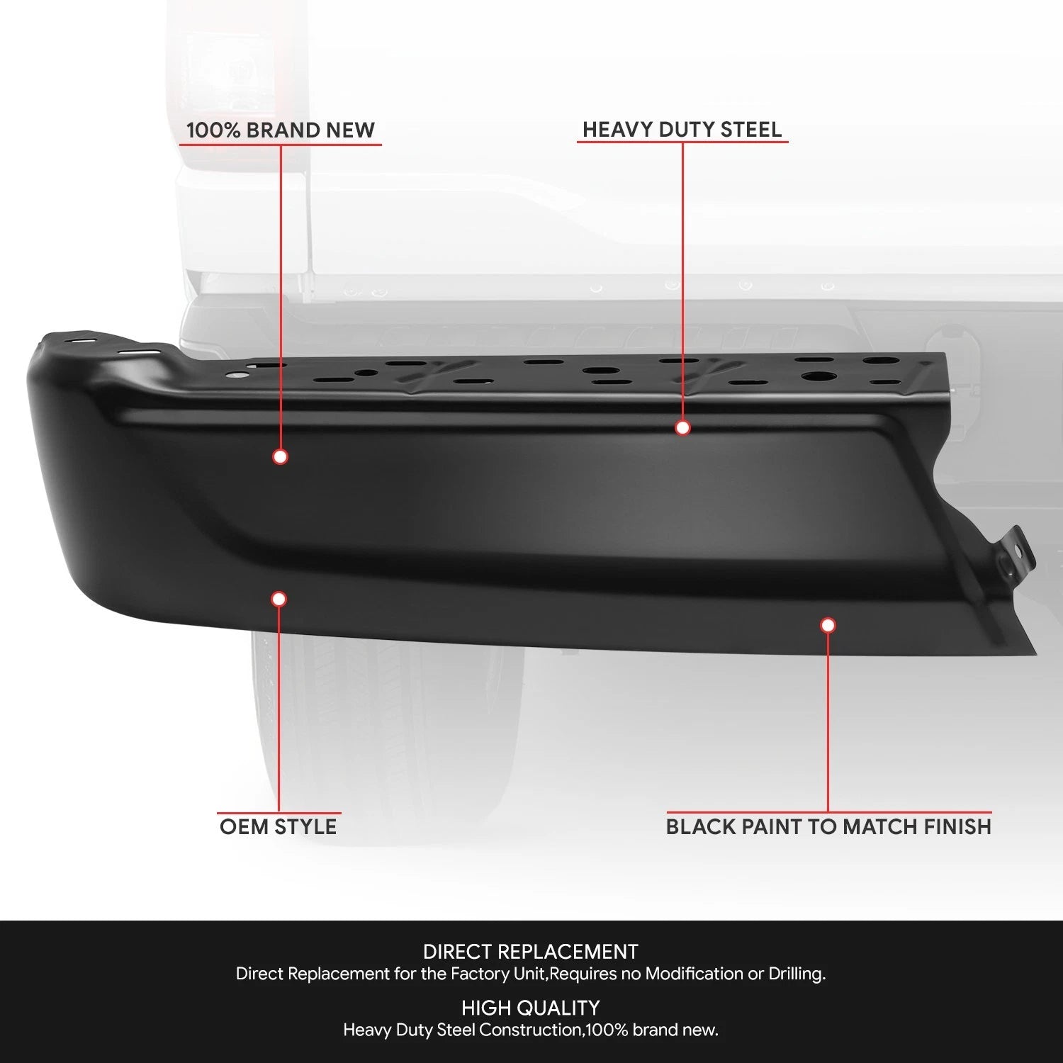 Left Bumper End Cap for Ford F-150 (2021–2024) OE Style Black