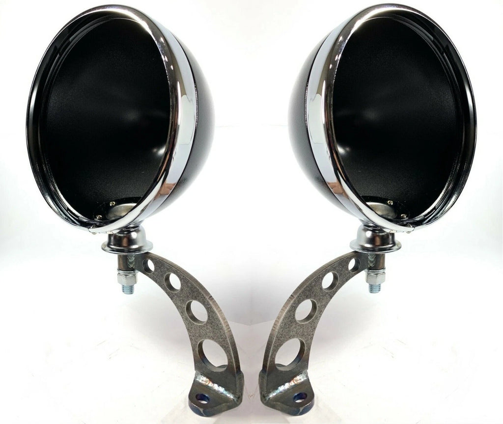 Headlight Stands with Black Dietz Buckets for Custom Steel Frame Mount (Pair)