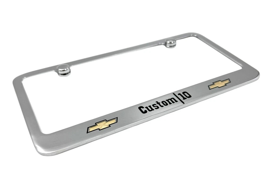 Chrome Engraved Licensed License Plate Frame with Bowtie for Chevrolet Custom (2010–2018)