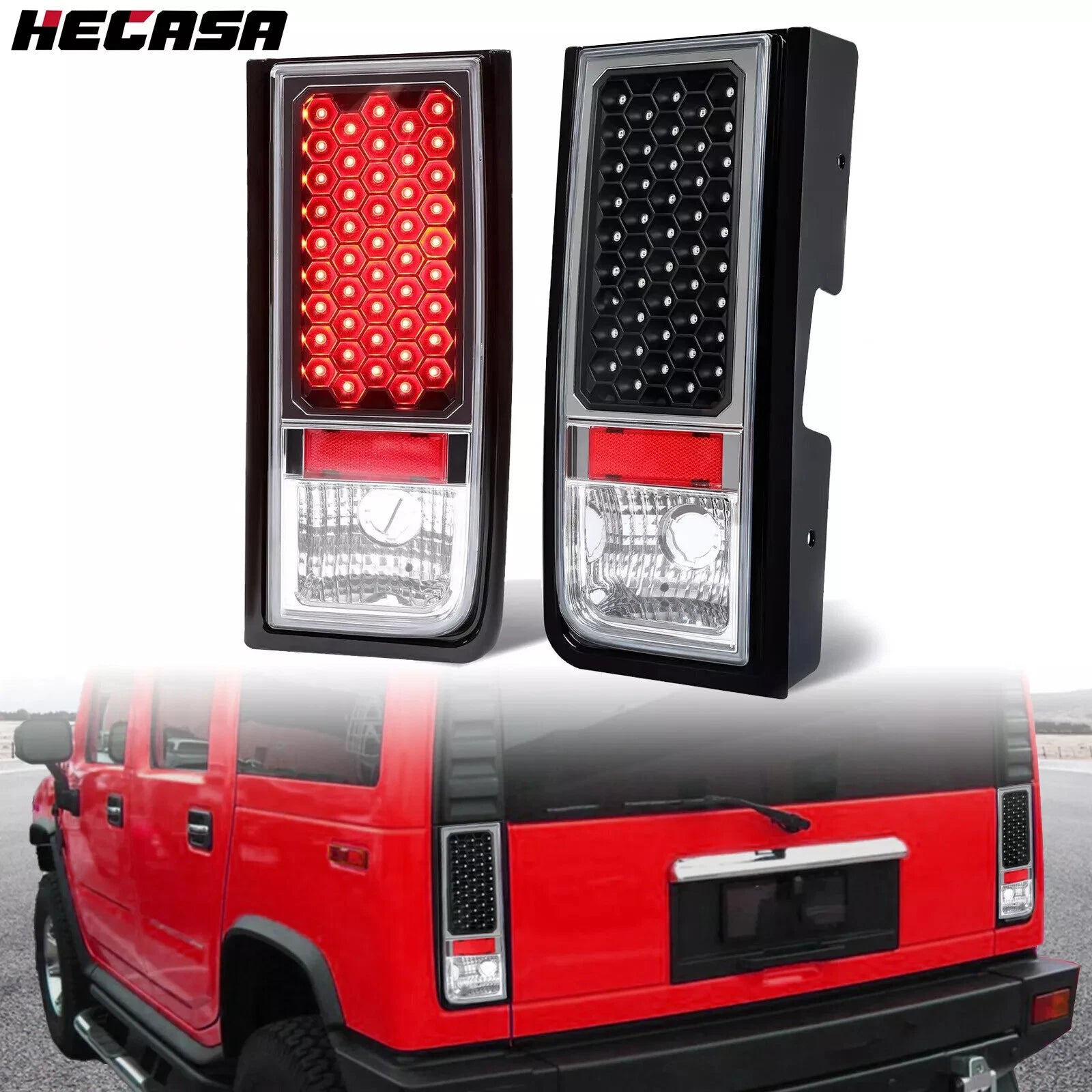 2X Full LED Tail Lights for Hummer H2 (2003–2009)