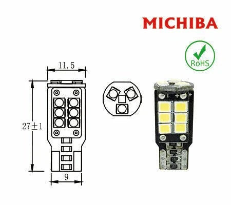 T10 wedge LED interior light 2pc 12V 6500K for Vehicles (2000–2024)
