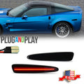 2X Smoked Lens Red LED Rear Side Marker Lights for Chevy Corvette C6 (2005–2013)