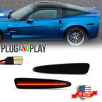 2X Smoked Lens Red LED Rear Side Marker Lights for Chevy Corvette C6 (2005–2013)