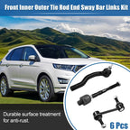 Set of 6 Tie Rod End Links & Sway Bar Link for Lincoln MKX (2007–2015)