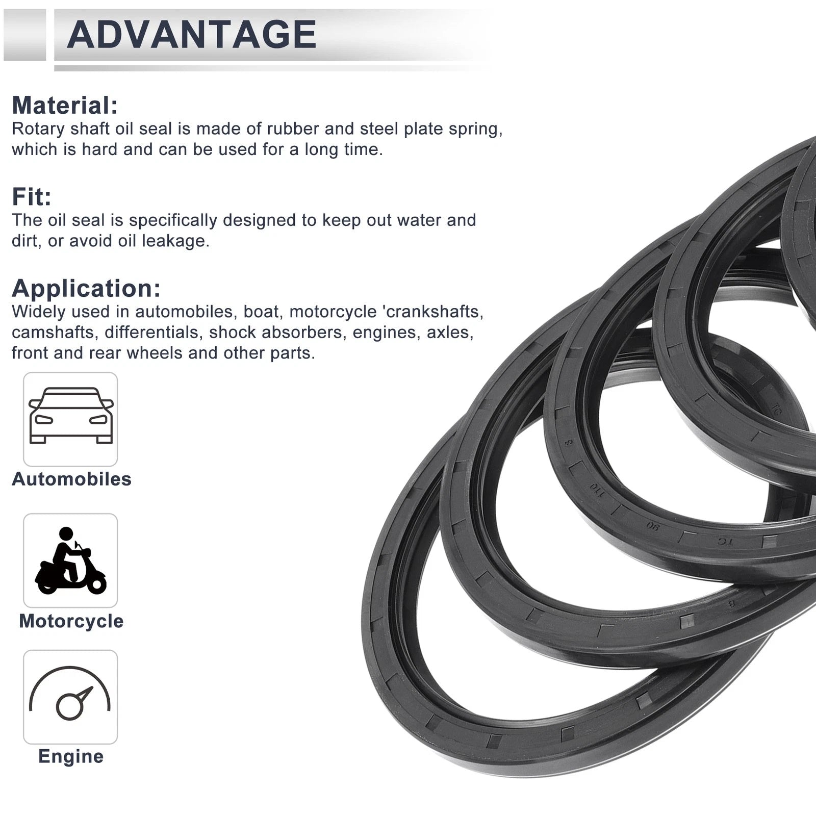 Set of 5 Oil Seal Rotary Shaft Seal 90x110x8mm Nitrile Rubber