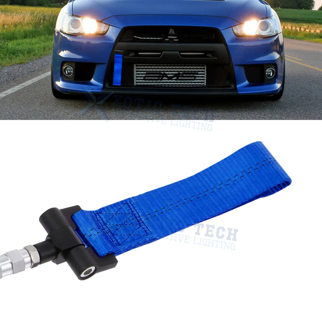 JDM Blue Tow Hook Strap for Mitsubishi Lancer Evolution Evo X (2008–2017)