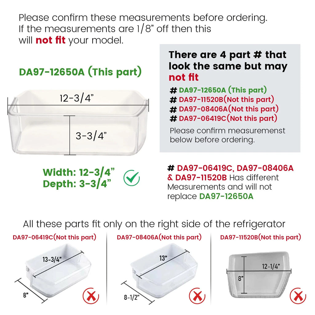 Door Bin Shelf Basket Right for Samsung Refrigerator (DA97-12650A)
