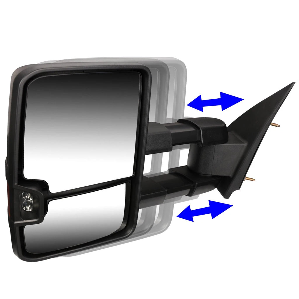 Set of 2 Extendable Arm LED Signal Light Towing Mirrors for GM GMT800 (2003–2007)