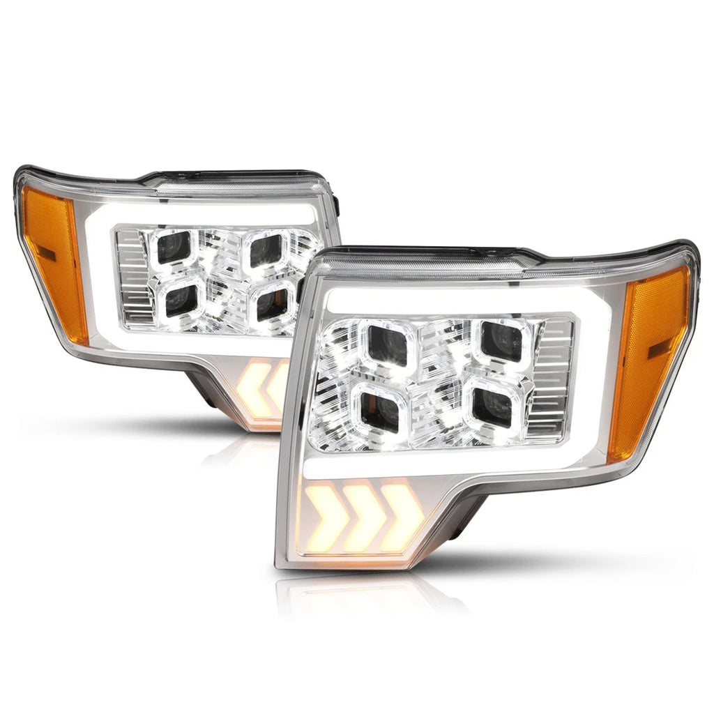 Quad LED DRL + Arrow Signal Projector Headlights for Ford F150 (2009–2014)