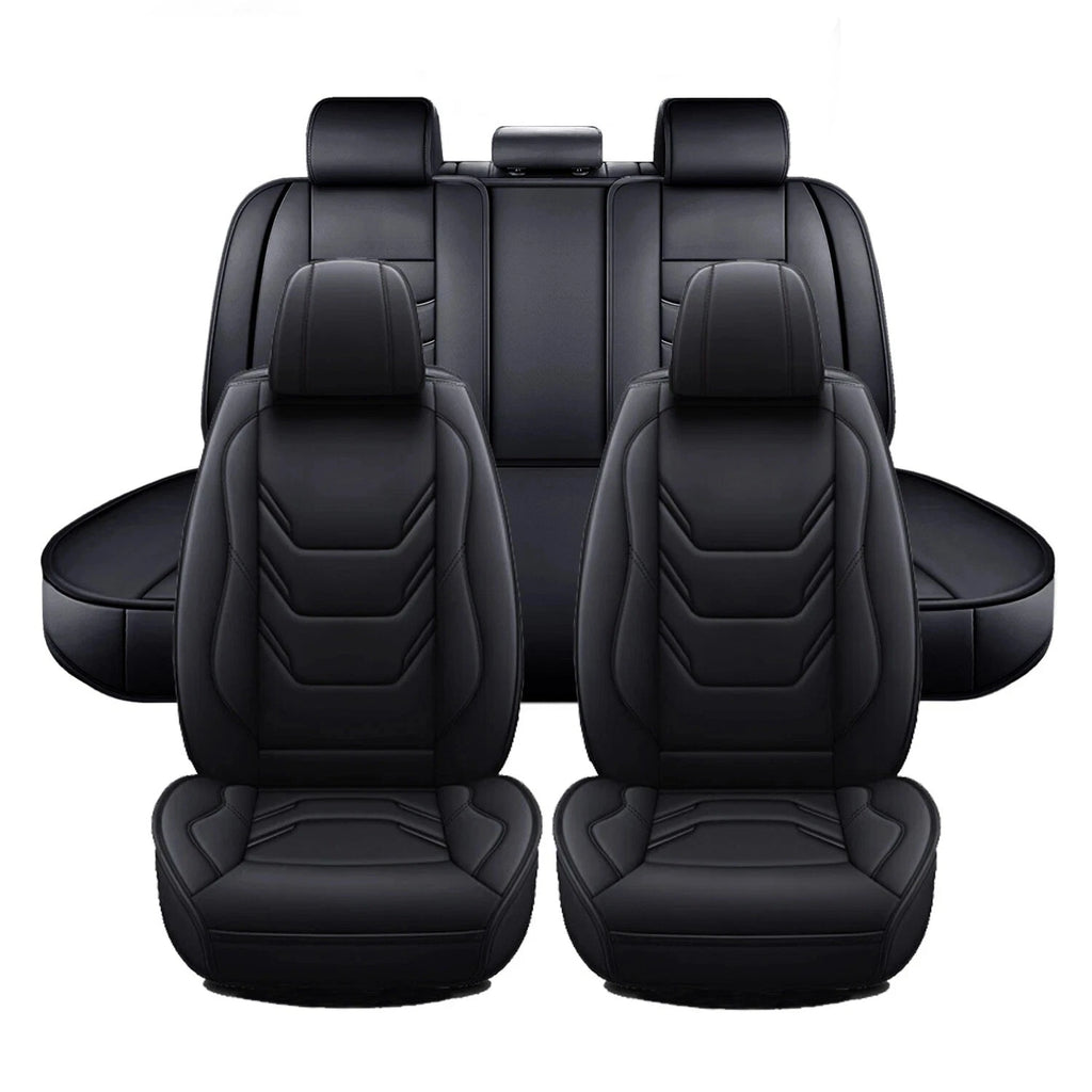Full Surround Set of 5 Seat Covers for Toyota Faux Leather Black