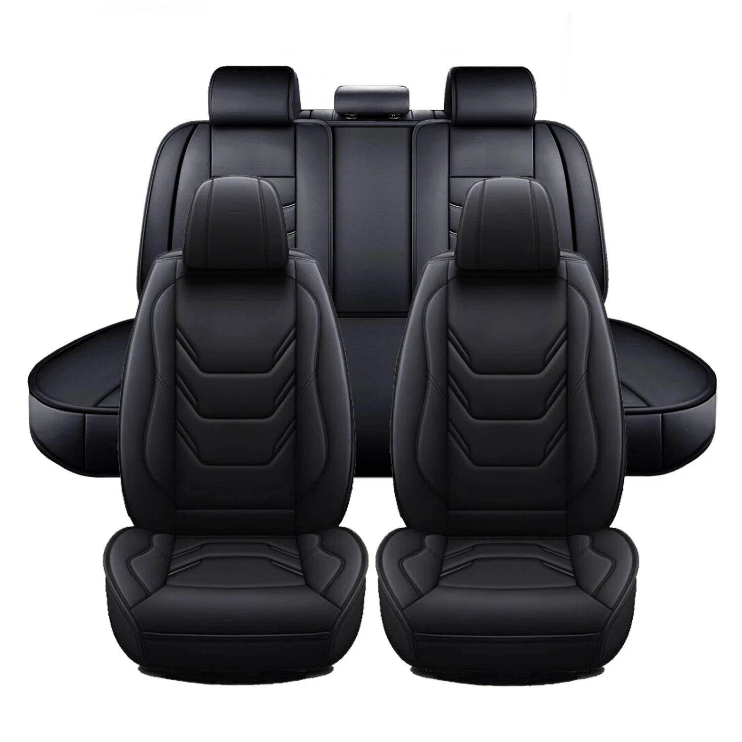 Full Surround Set of 5 Seat Covers for Toyota Faux Leather Black