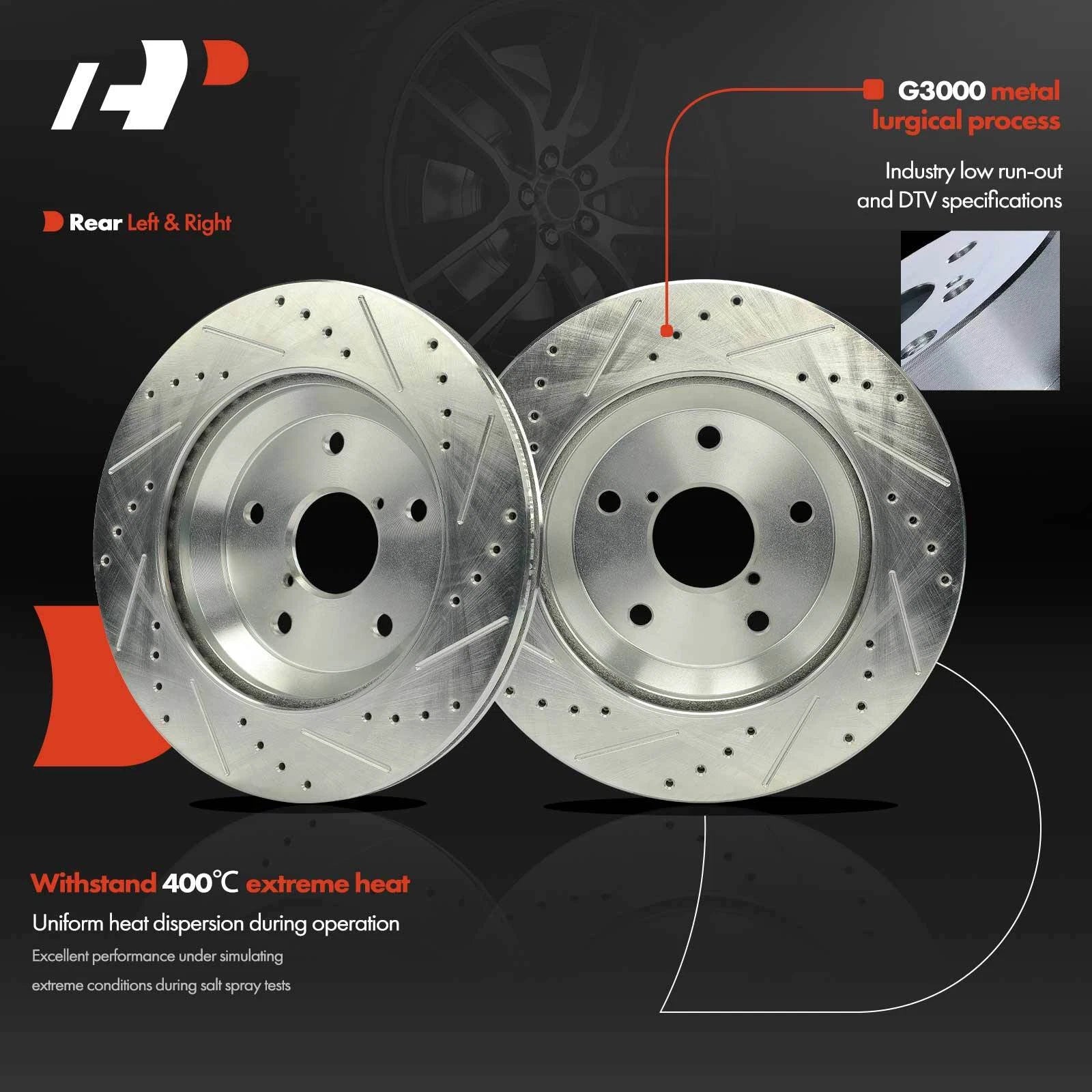 Rear Side Drilled Brake Rotor & Ceramic Pad for Subaru Forester (2019)