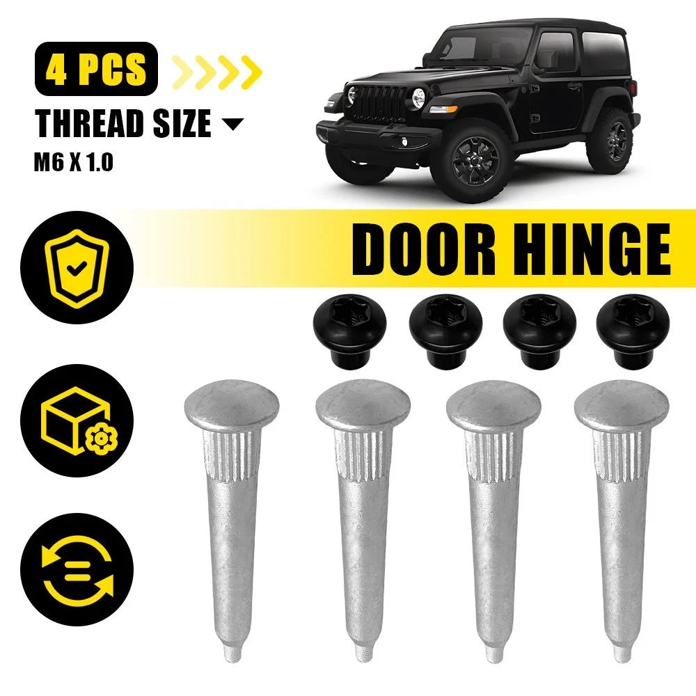 Set of 4 Door Hinge Pin Nuts Bolts Repair Kit for Jeep Wrangler JK (2007–2018)