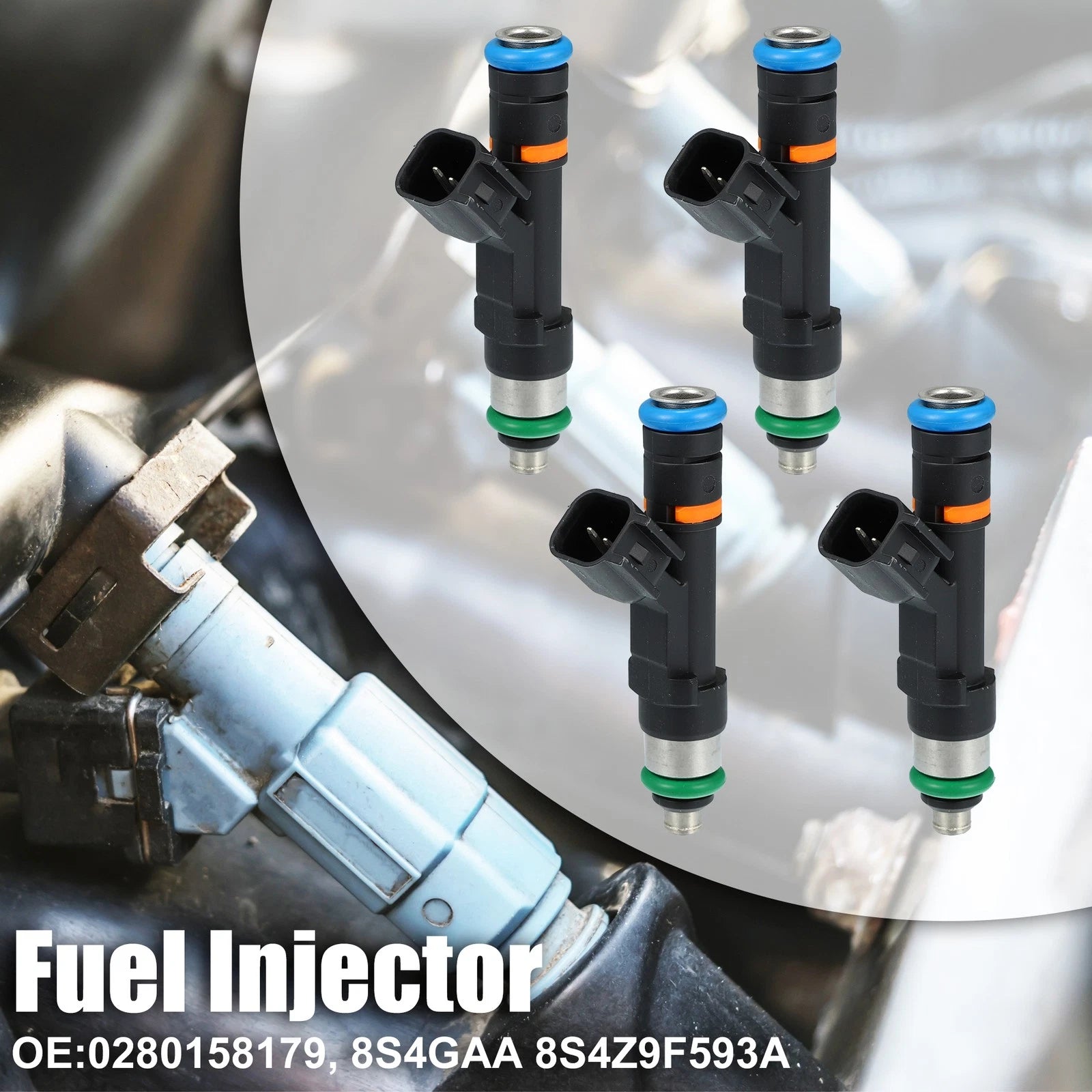 Set of 4 Fuel Injector Nozzles 0280158179 8S4Z9F593A for Ford Fusion (2013–2020)